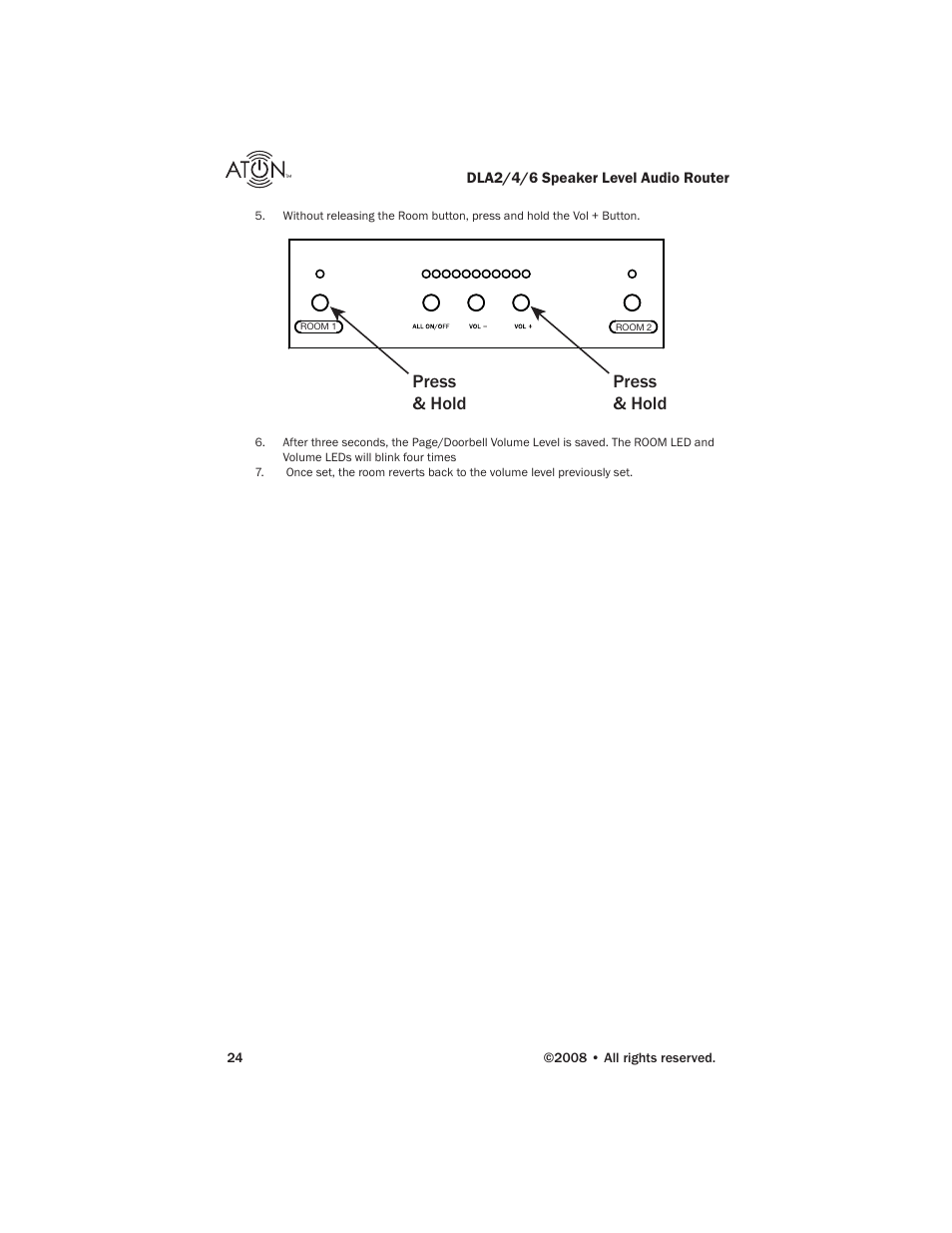 Press & hold | ATON DLA6 User Manual | Page 26 / 42