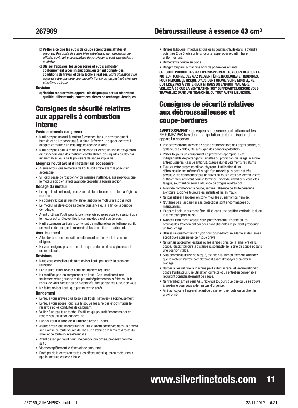 Silverline Brush Cutter Petrol 43cc User Manual | Page 12 / 40