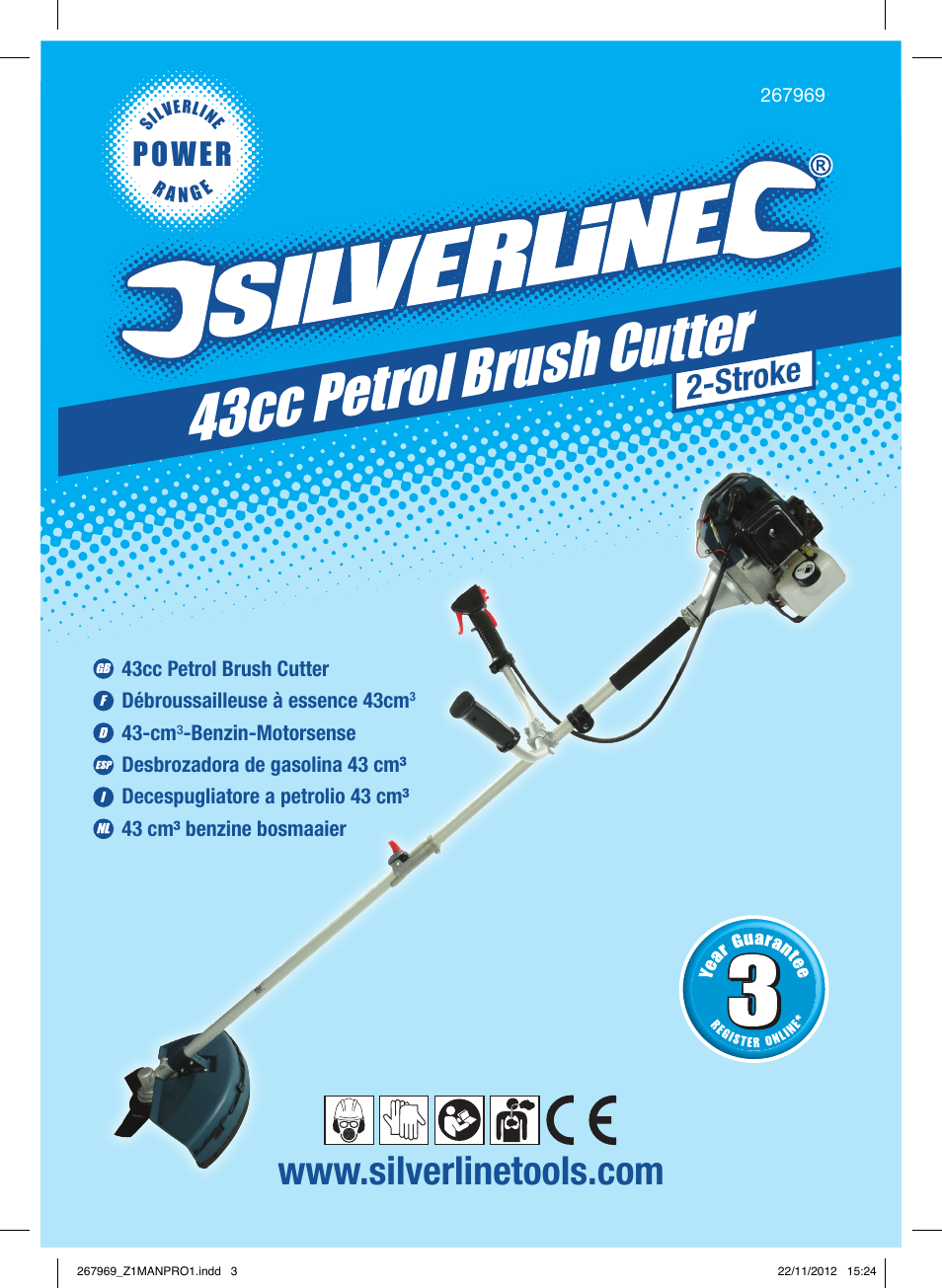 43cc petrol brush cutter, Stroke, Power | Silverline Brush Cutter Petrol 43cc User Manual | Page 2 / 40