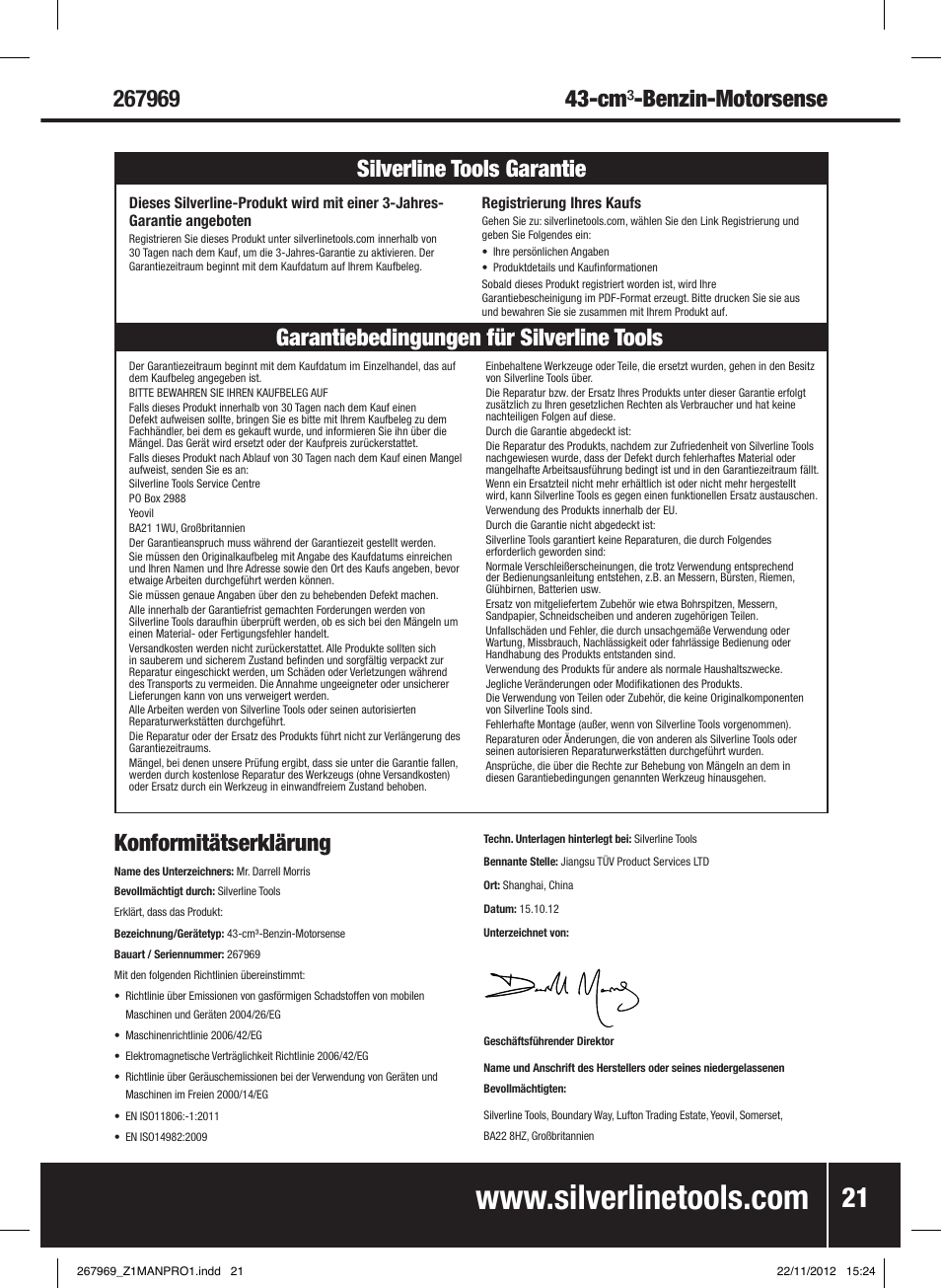 Silverline Brush Cutter Petrol 43cc User Manual | Page 22 / 40