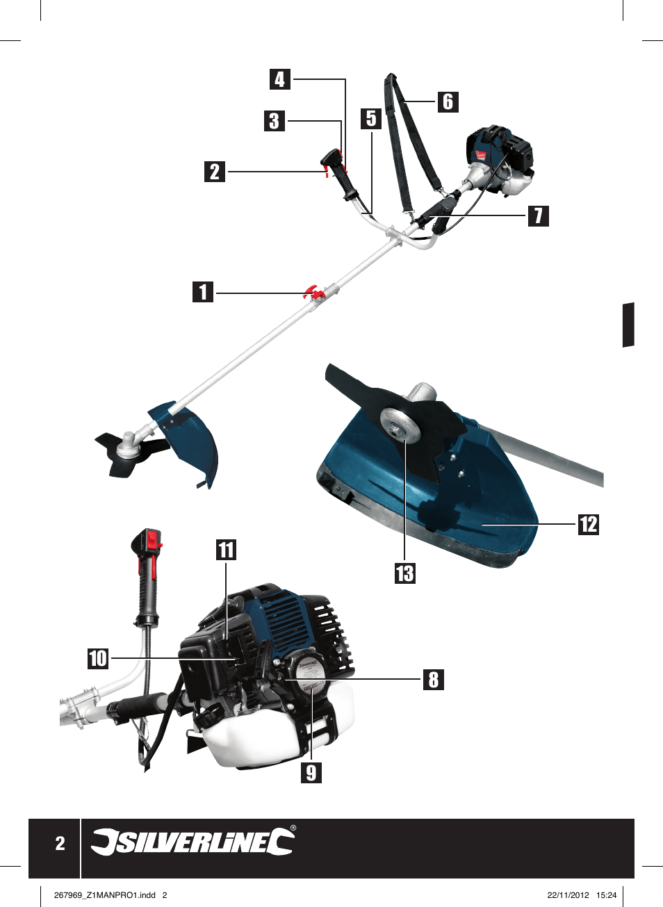 43cc petrol brush cutter | Silverline Brush Cutter Petrol 43cc User Manual | Page 3 / 40