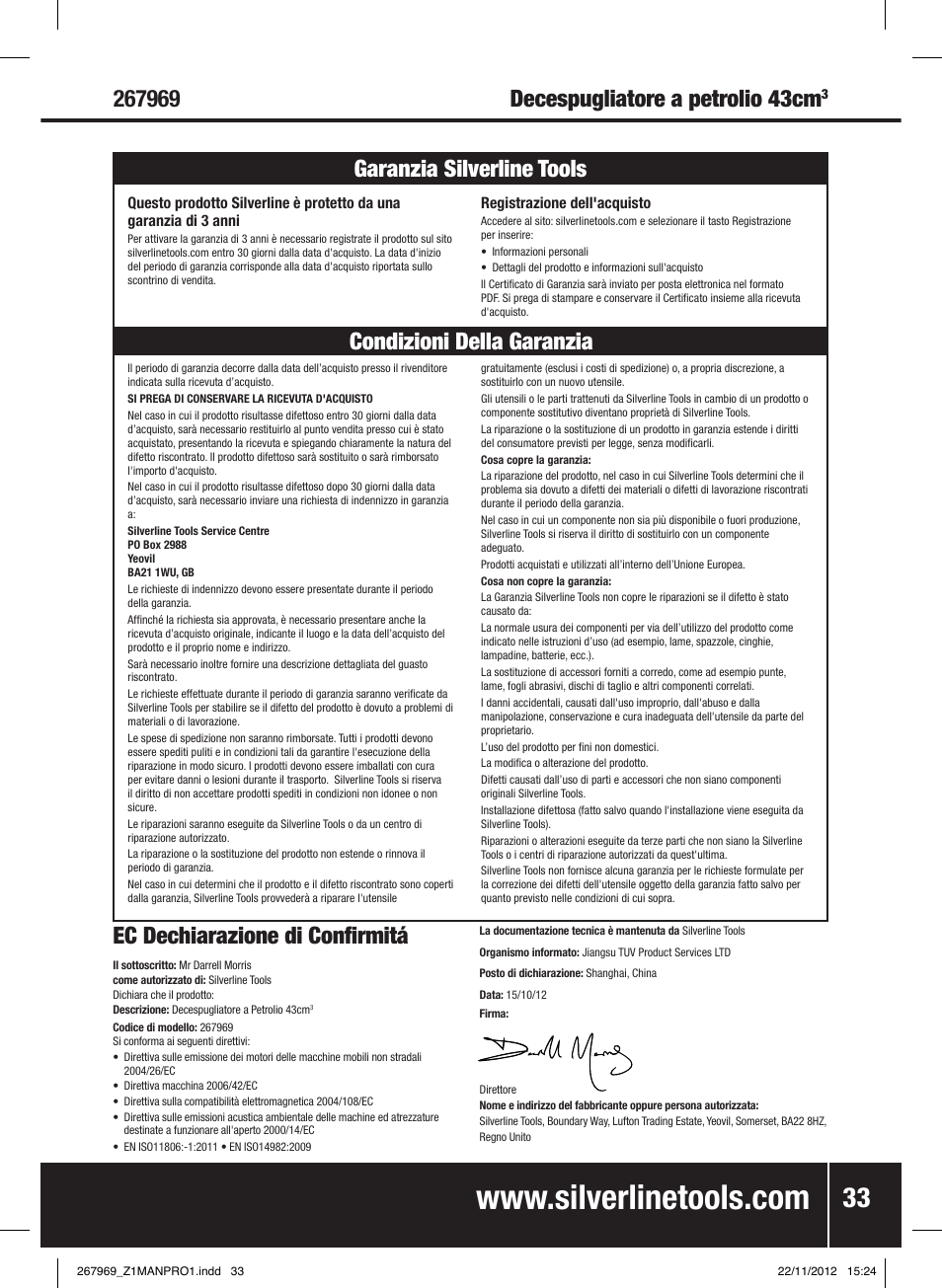 Decespugliatore a petrolio 43cm | Silverline Brush Cutter Petrol 43cc User Manual | Page 34 / 40