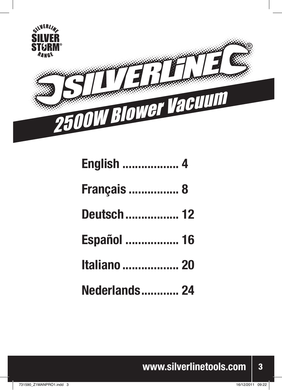 2500w blower vacuum | Silverline Blower Vacuum 2500W User Manual | Page 4 / 28