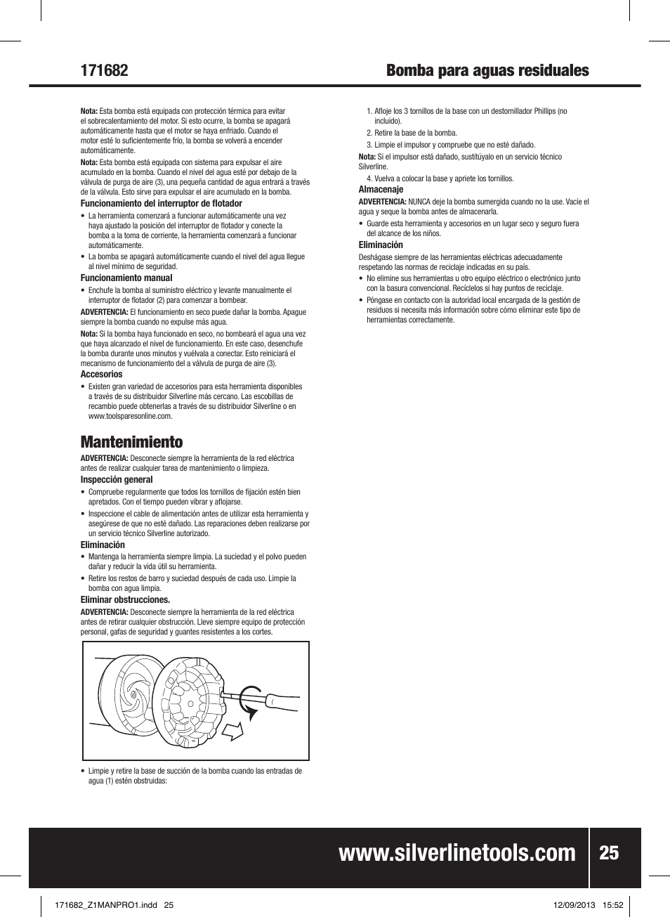 Mantenimiento | Silverline 500W Dirty Water Pump User Manual | Page 26 / 40