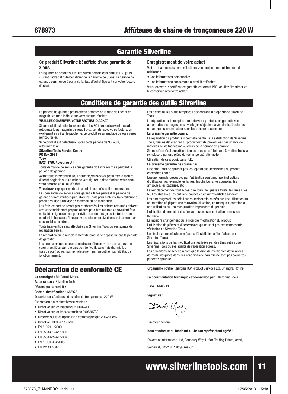 Silverline Electric Chainsaw Sharpener 220W User Manual | Page 12 / 28
