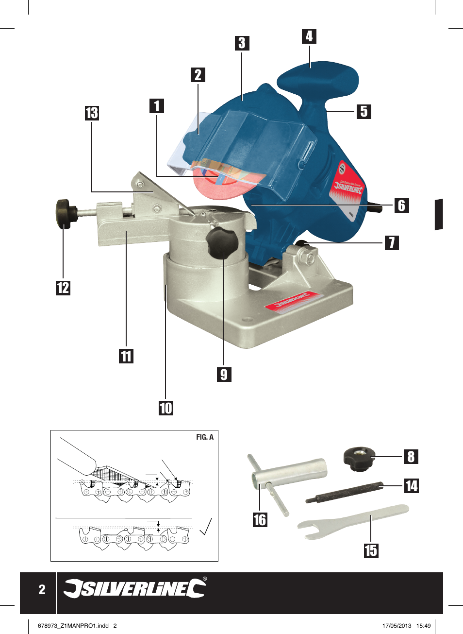 220w chainsaw sharpener | Silverline Electric Chainsaw Sharpener 220W User Manual | Page 3 / 28