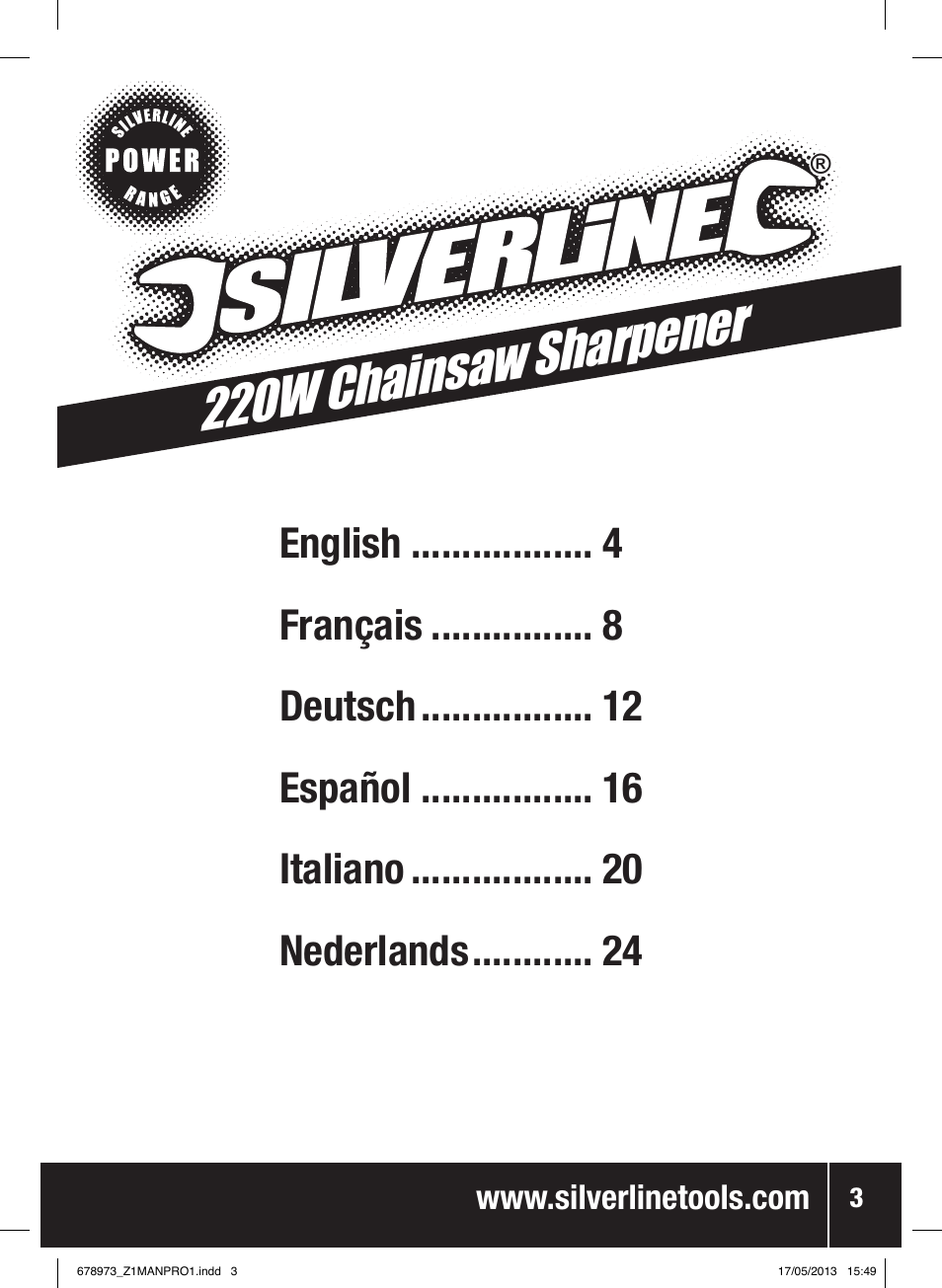 220w chainsaw sharpener | Silverline Electric Chainsaw Sharpener 220W User Manual | Page 4 / 28