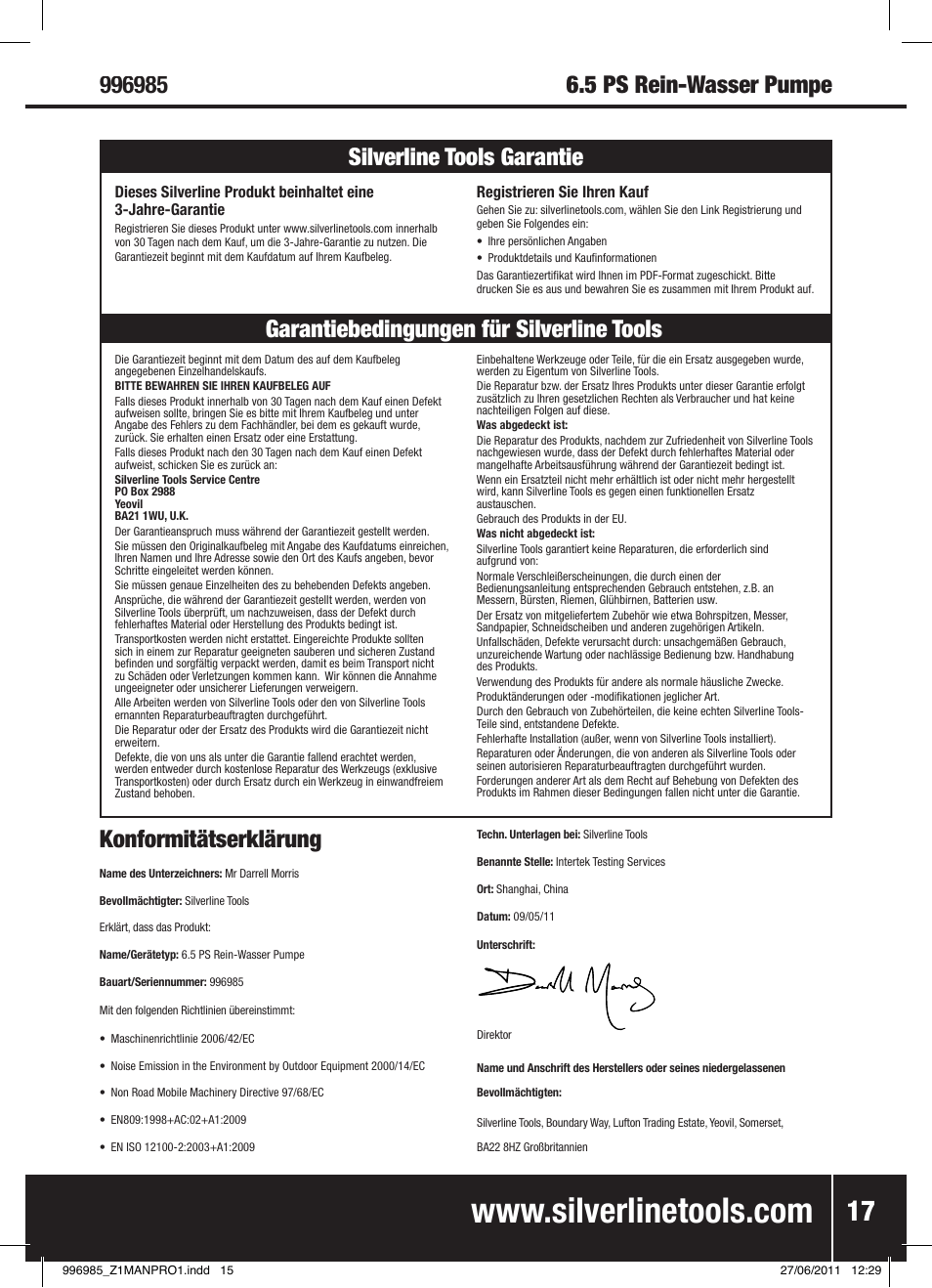 Silverline Clean Water Pump 2 User Manual | Page 18 / 30