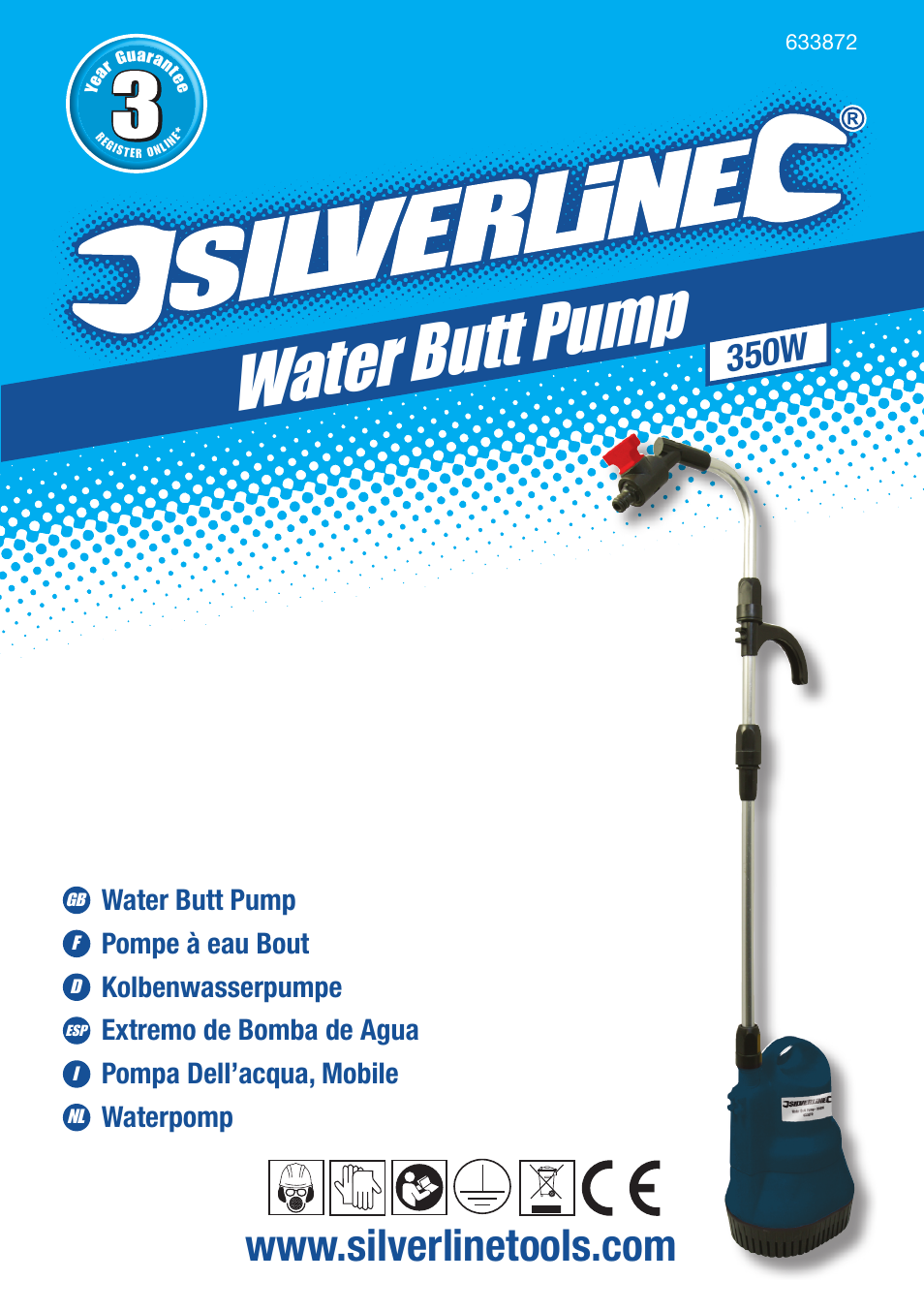 Water butt pump, 350w | Silverline Water Butt Pump 350W User Manual | Page 2 / 28