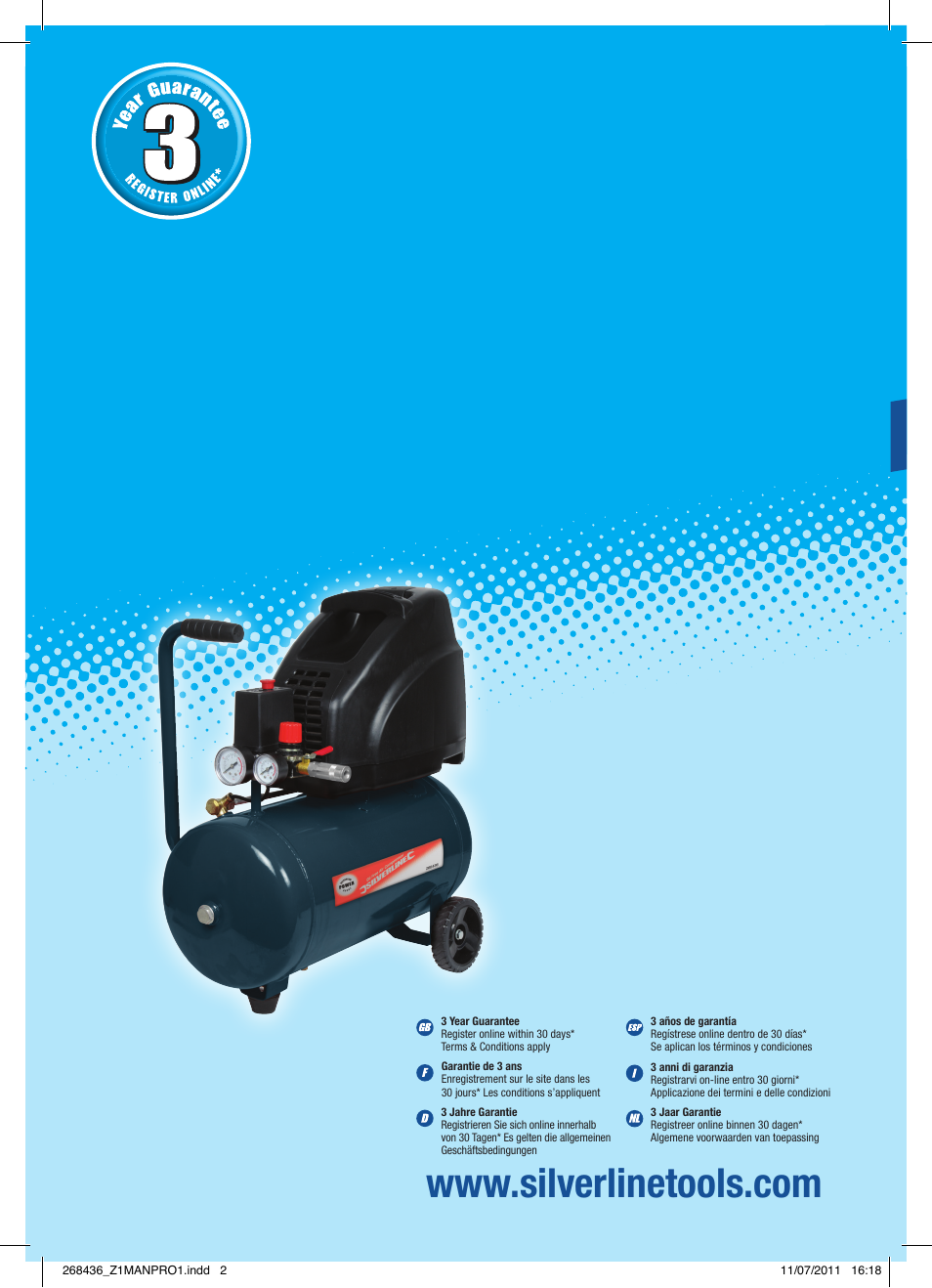 Silverline Oil-Free Air Compressor 24Ltr User Manual | 28 pages