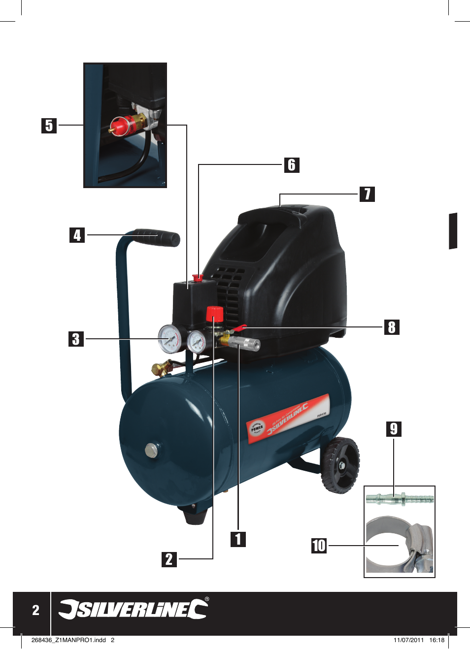 Oil-free air compressor | Silverline Oil-Free Air Compressor 24Ltr User Manual | Page 3 / 28