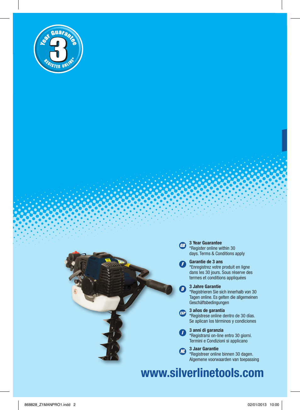 Silverline Earth Auger Petrol 49cc User Manual | 28 pages