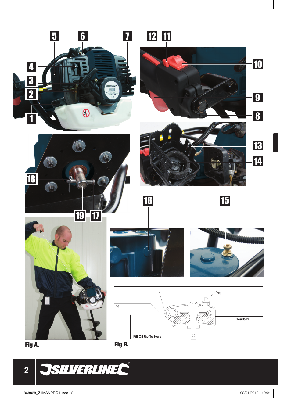 Silverline Earth Auger Petrol 49cc User Manual | Page 3 / 28