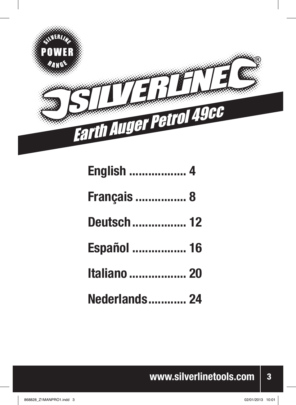 Earth auger petrol 4 9cc | Silverline Earth Auger Petrol 49cc User Manual | Page 4 / 28