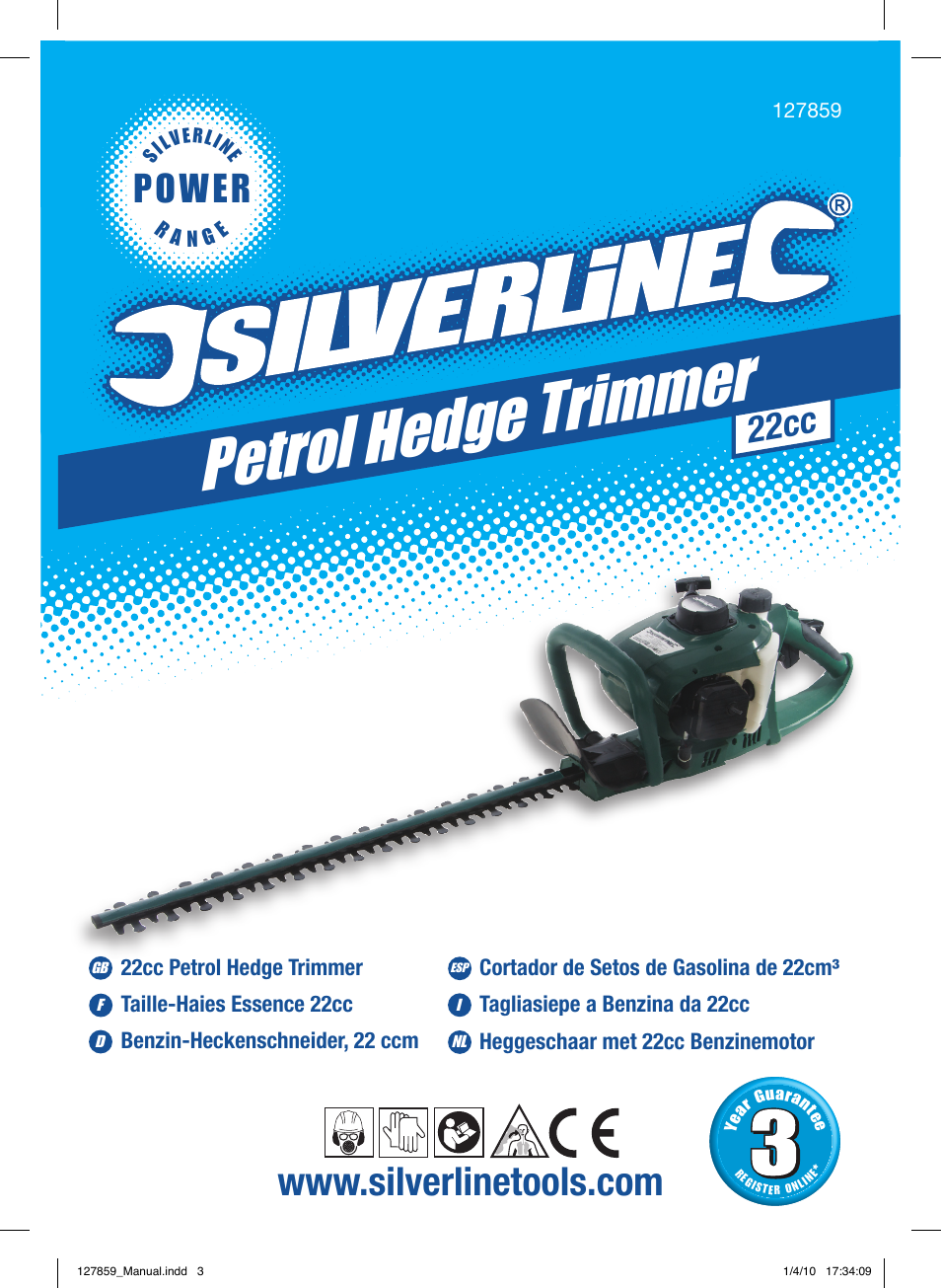 Petrol hed ge trimmer, Power, 22cc | Silverline Hedge Trimmer Petrol 600mm User Manual | Page 2 / 28