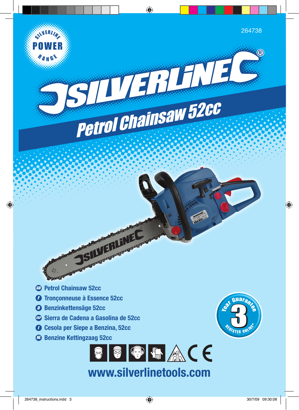 Petrol chainsaw 52cc, Power | Silverline Chainsaw Petrol 480mm User Manual | Page 2 / 28