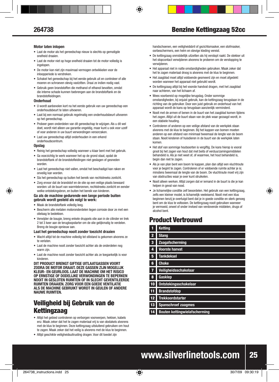 Veiligheid bij gebruik van de kettingzaag, Product vertrouwd | Silverline Chainsaw Petrol 480mm User Manual | Page 26 / 28