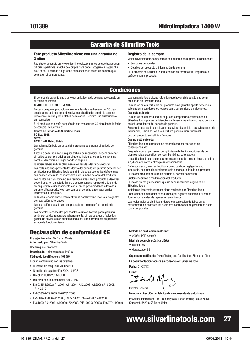 Silverline Pressure Washer 1400W User Manual | Page 28 / 40