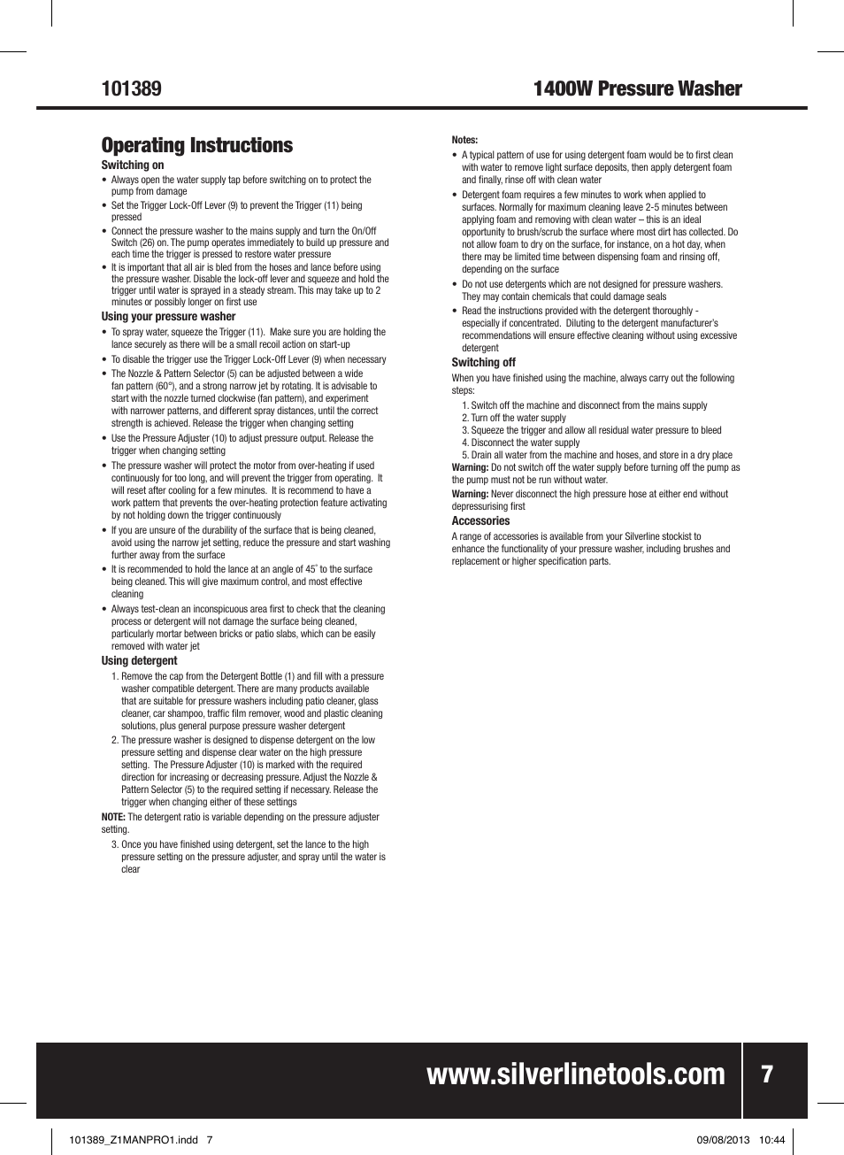 Silverline Pressure Washer 1400W User Manual | Page 8 / 40