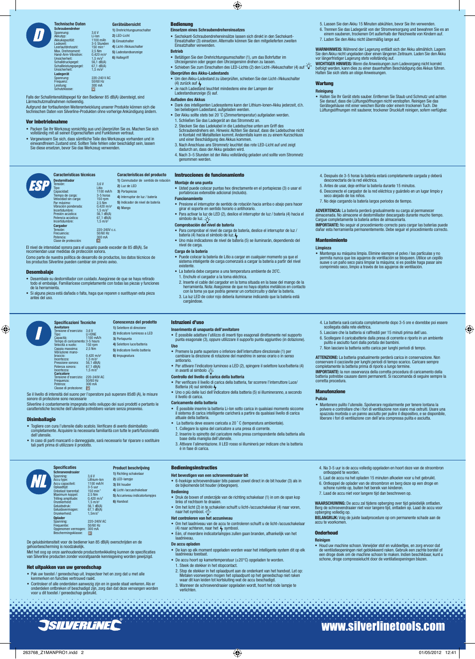 Silverline Cordless Screwdriver Set 102pce User Manual | Page 2 / 2