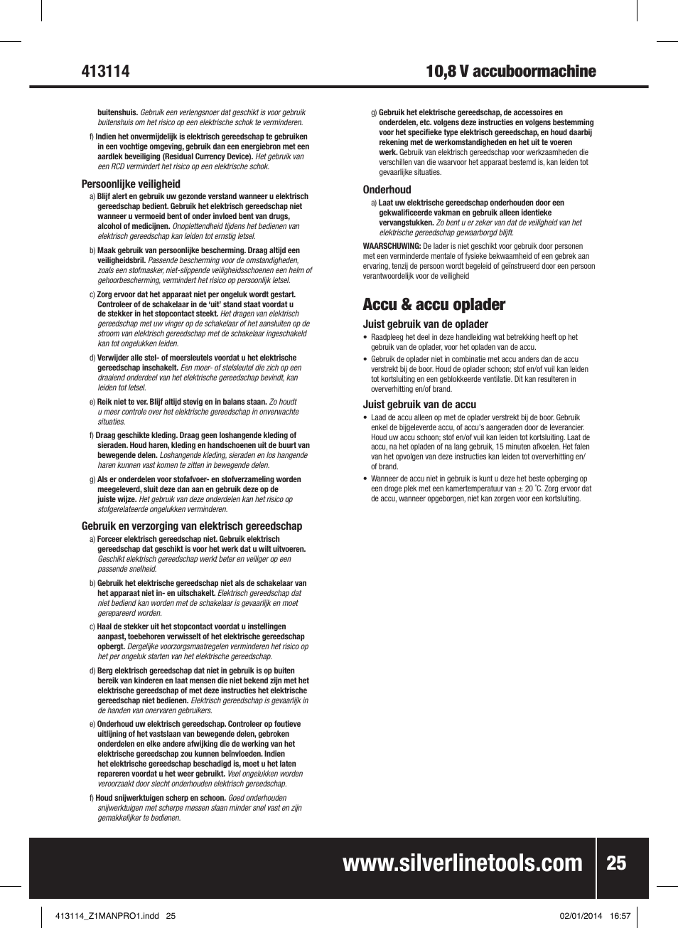 Accu & accu oplader | Silverline 10.8V Drill Driver User Manual | Page 26 / 28