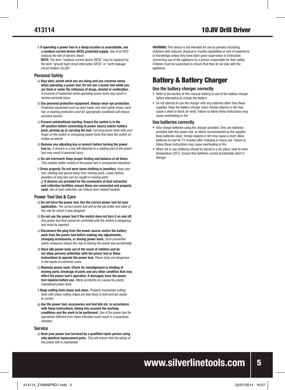 Battery & battery charger | Silverline 10.8V Drill Driver User Manual | Page 6 / 28