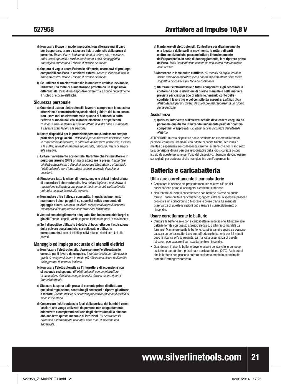 Batteria e caricabatteria | Silverline 10.8V Impact Driver User Manual | Page 22 / 28