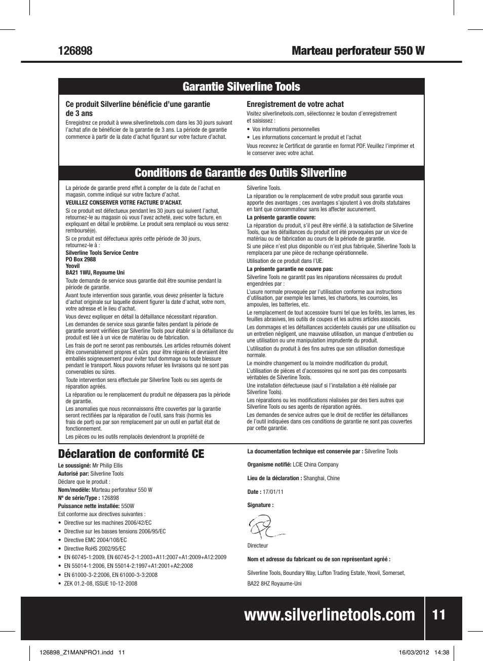 Silverline 550W Hammer Drill User Manual | Page 12 / 28