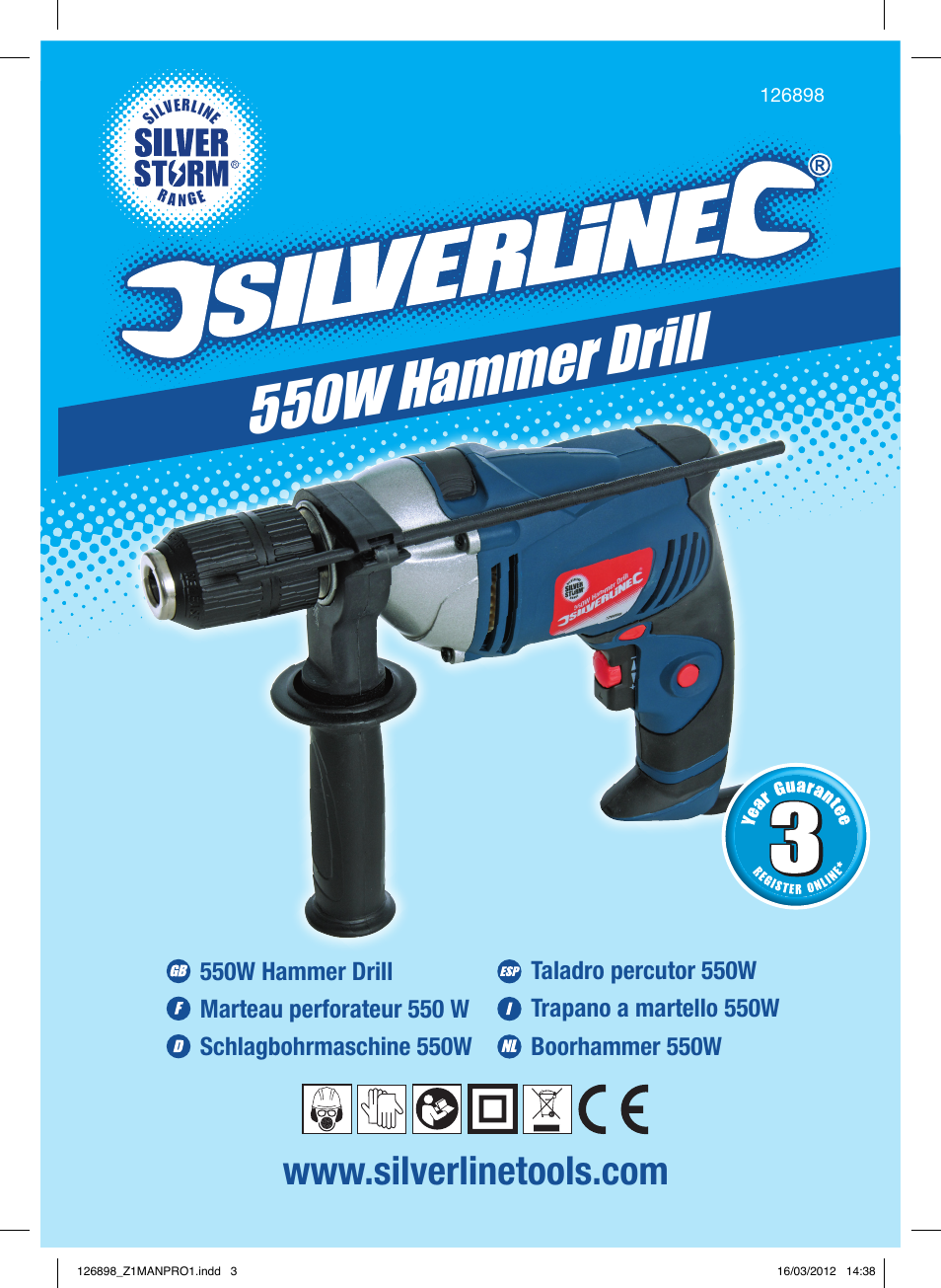 550w hammer drill | Silverline 550W Hammer Drill User Manual | Page 2 / 28