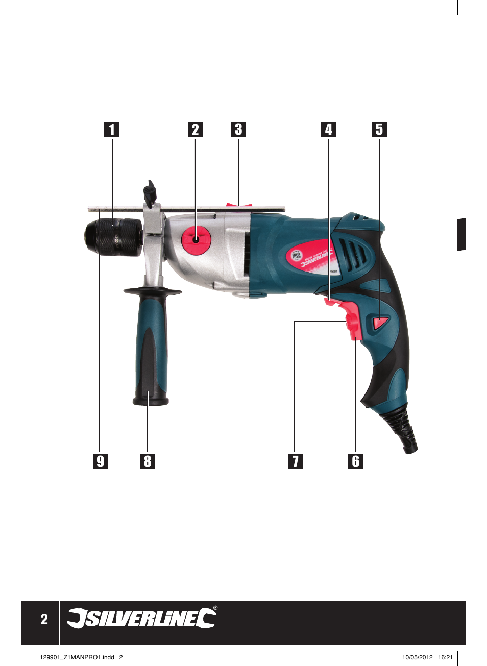 Silverline 1010W Hammer Drill User Manual | Page 3 / 28