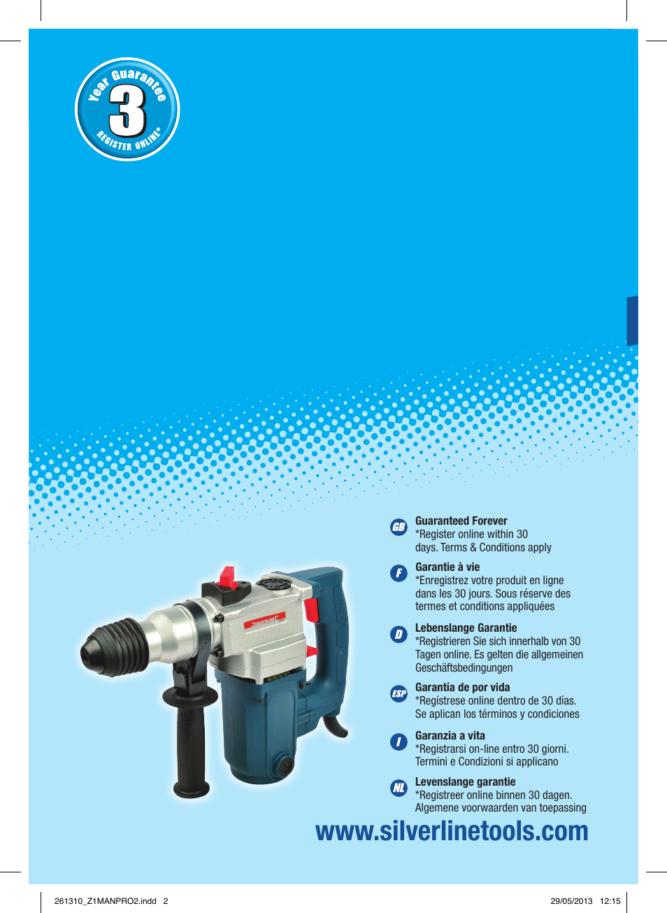 Silverline 1500W SDS Plus Hammer Drill User Manual | 28 pages