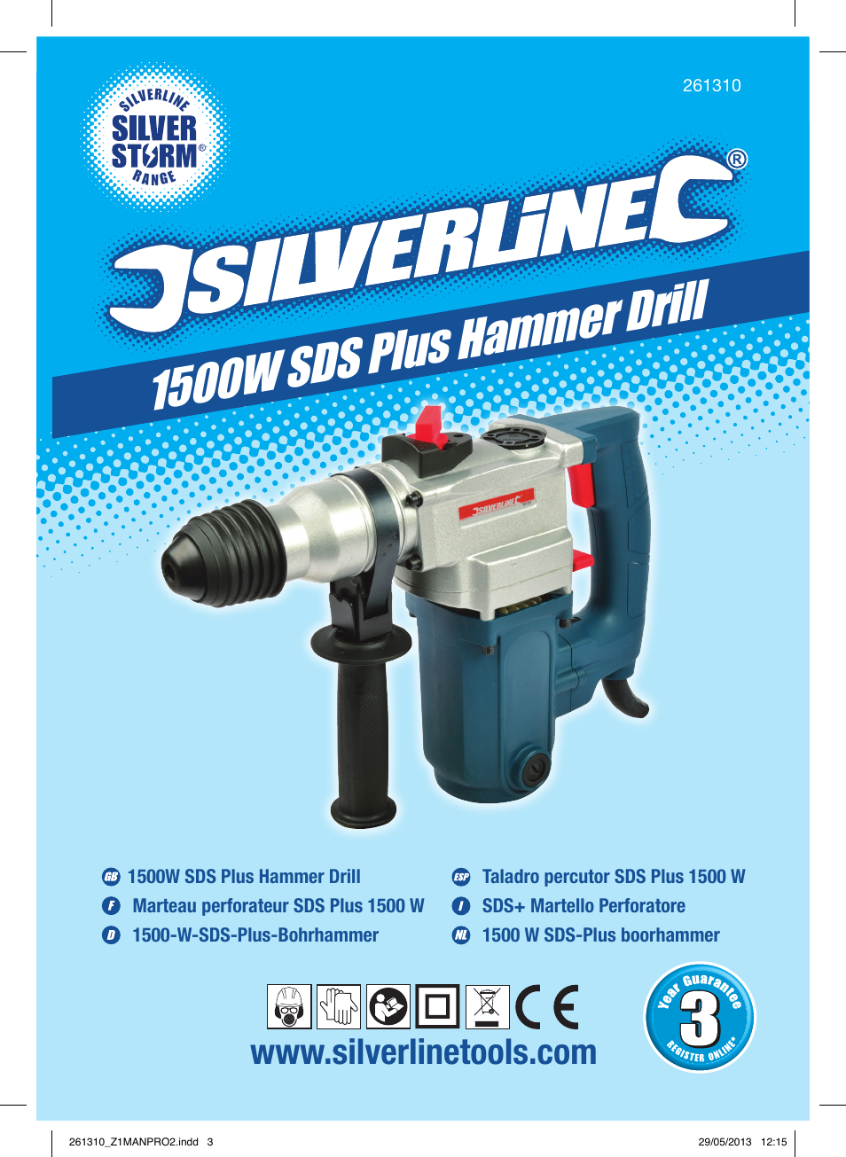 1500w sds plus hammer drill | Silverline 1500W SDS Plus Hammer Drill User Manual | Page 2 / 28