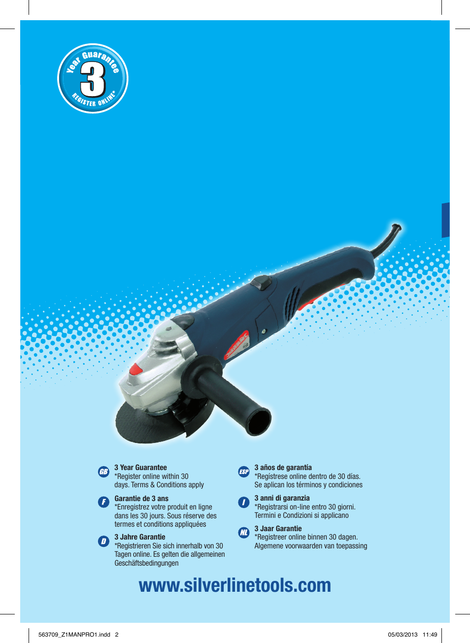 Silverline 800W Angle Grinder 115mm User Manual | 40 pages