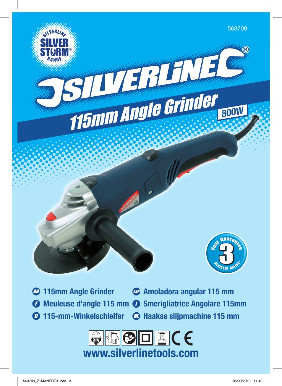 115mm ang le grinder, 800w | Silverline 800W Angle Grinder 115mm User Manual | Page 2 / 40