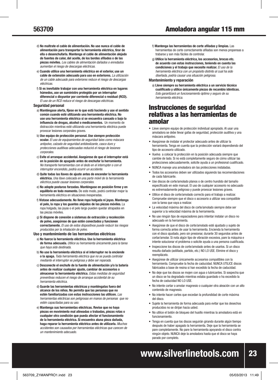 Silverline 800W Angle Grinder 115mm User Manual | Page 24 / 40
