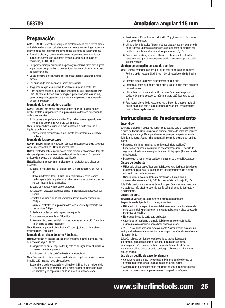 Instrucciones de funcionamiento, Características del producto | Silverline 800W Angle Grinder 115mm User Manual | Page 26 / 40