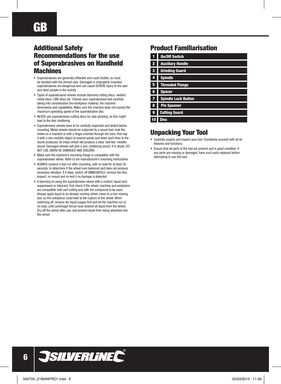 Unpacking your tool | Silverline 800W Angle Grinder 115mm User Manual | Page 7 / 40