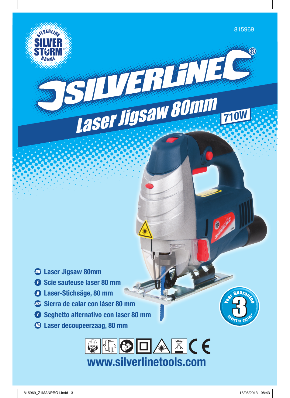 Laser jigsaw 80mm, 710w | Silverline 710W Laser Jigsaw User Manual | Page 2 / 40