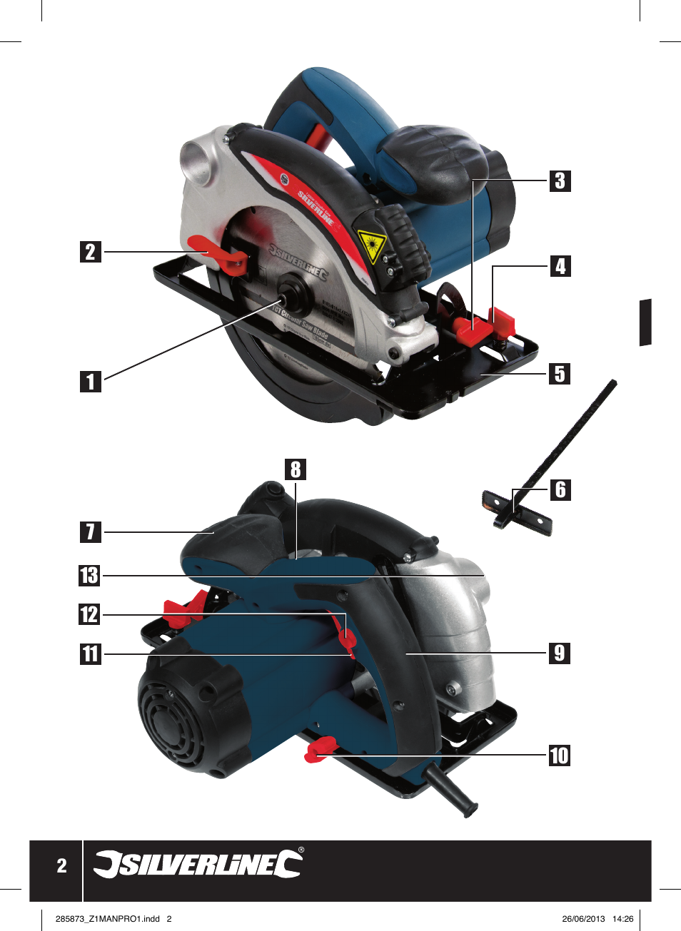 Silverline 1300W Circular Saw with Laser Guide 185mm User Manual | Page 3 / 28