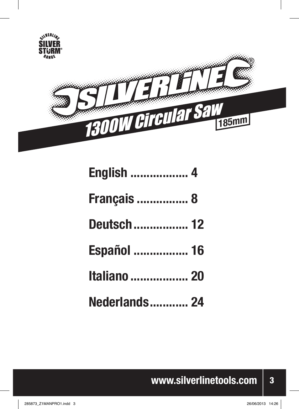 1300w circular saw | Silverline 1300W Circular Saw with Laser Guide 185mm User Manual | Page 4 / 28