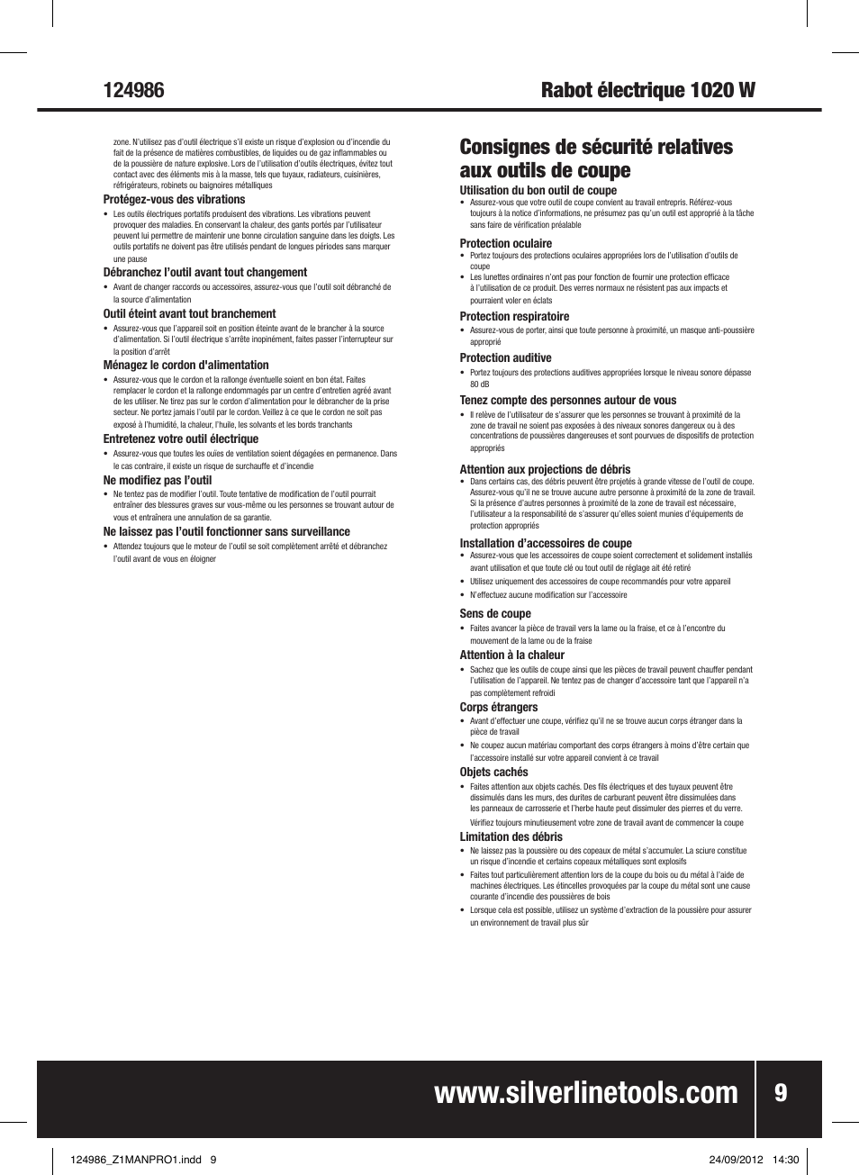 Silverline 1020W Planer User Manual | Page 10 / 28