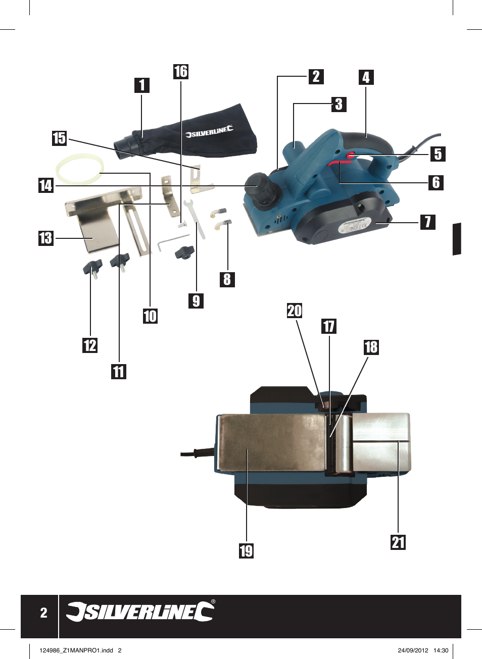 1020w planer | Silverline 1020W Planer User Manual | Page 3 / 28