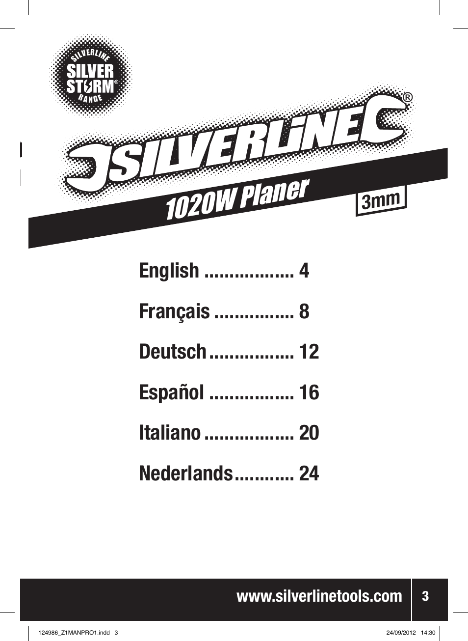1020w planer | Silverline 1020W Planer User Manual | Page 4 / 28
