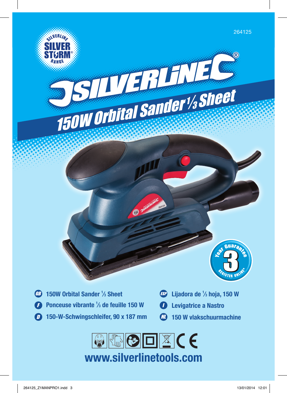 150w orb ital sander, Sheet | Silverline 150W Orbital Sander 1/3 Sheet User Manual | Page 2 / 28