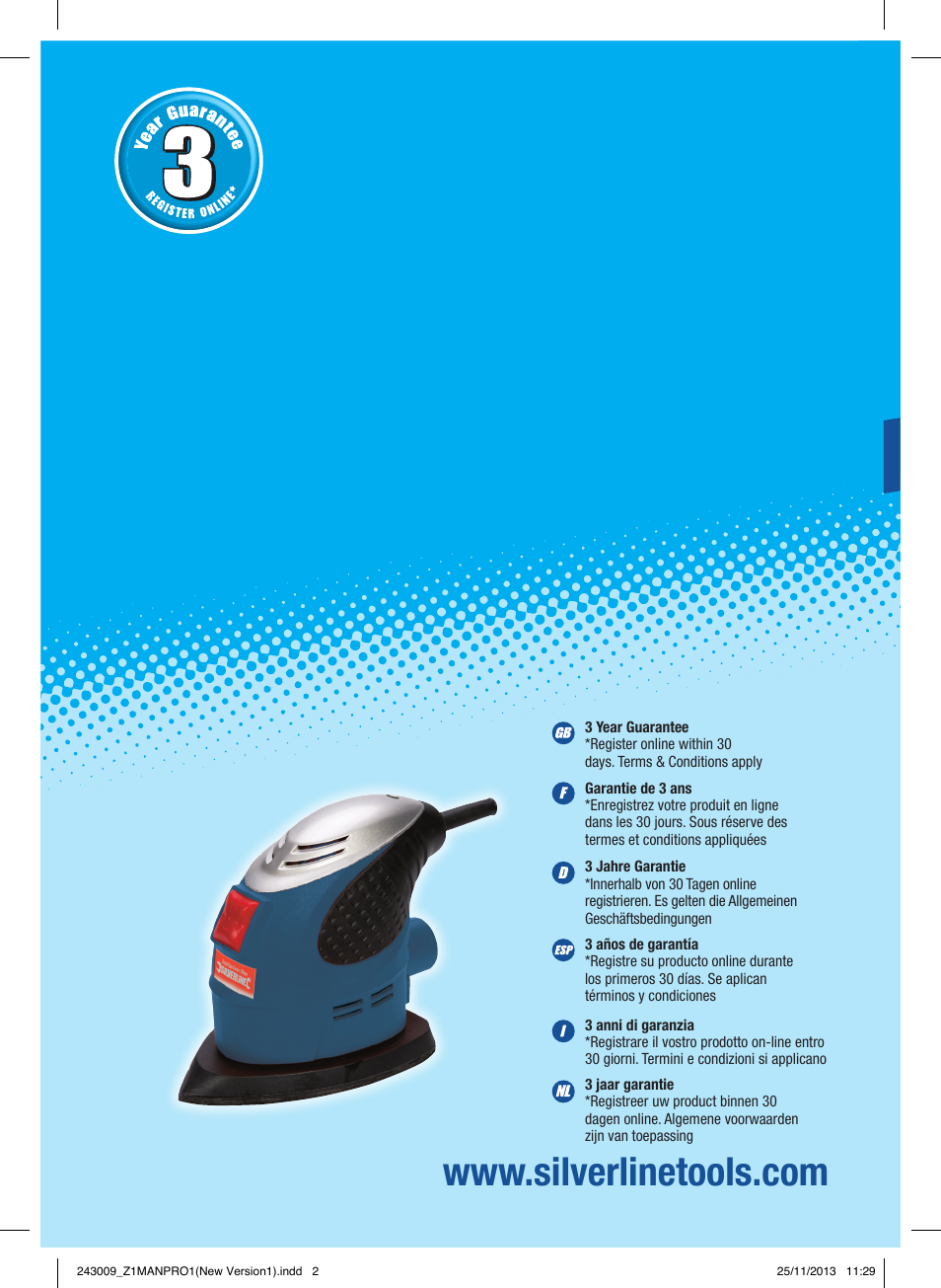 Silverline 135W Detail Palm Sander 140mm User Manual | 40 pages