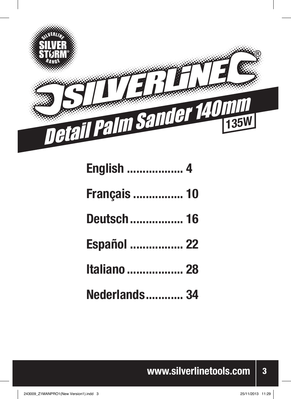 Detail palm sand er 140mm, 135w | Silverline 135W Detail Palm Sander 140mm User Manual | Page 4 / 40