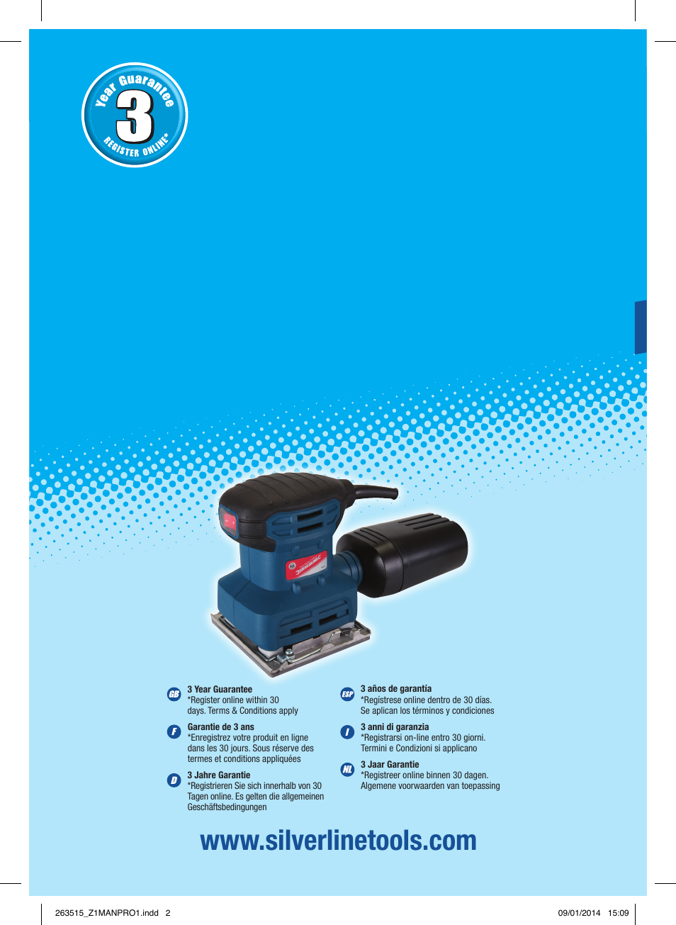 Silverline 220W Palm Sander 1/4 Sheet User Manual | 28 pages