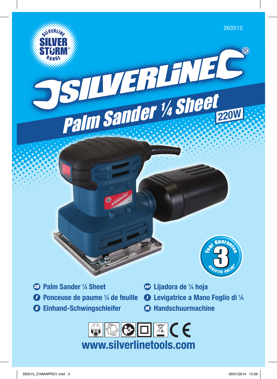 Palm sand er, Sheet, 220w | Silverline 220W Palm Sander 1/4 Sheet User Manual | Page 2 / 28