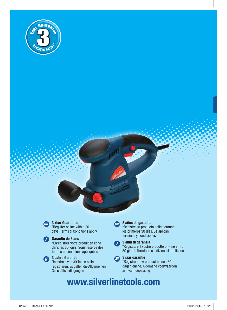 Silverline 430W Random Orbit Sander 125mm User Manual | 40 pages