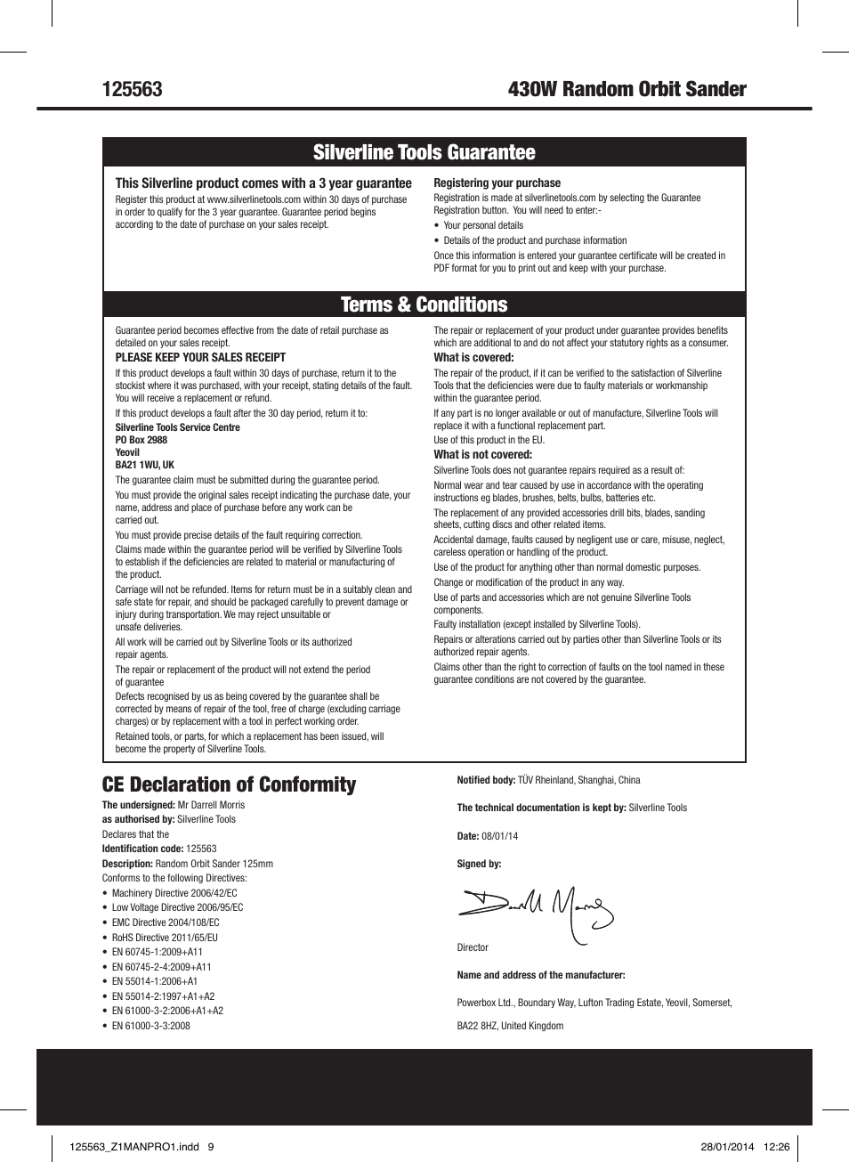 Terms & conditions silverline tools guarantee | Silverline 430W Random Orbit Sander 125mm User Manual | Page 10 / 40